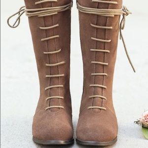 Joyfolie | Eliza in Nutmeg Suede Knee Boots | 10T